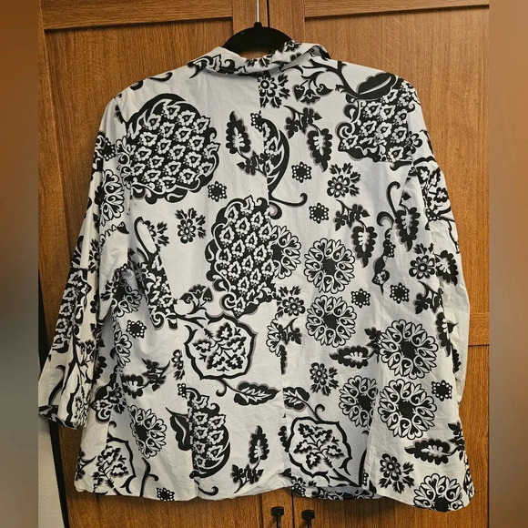 Notations Cotton Button Down Blazer Lined - Women Plus (2X) - Picture 2 of 6